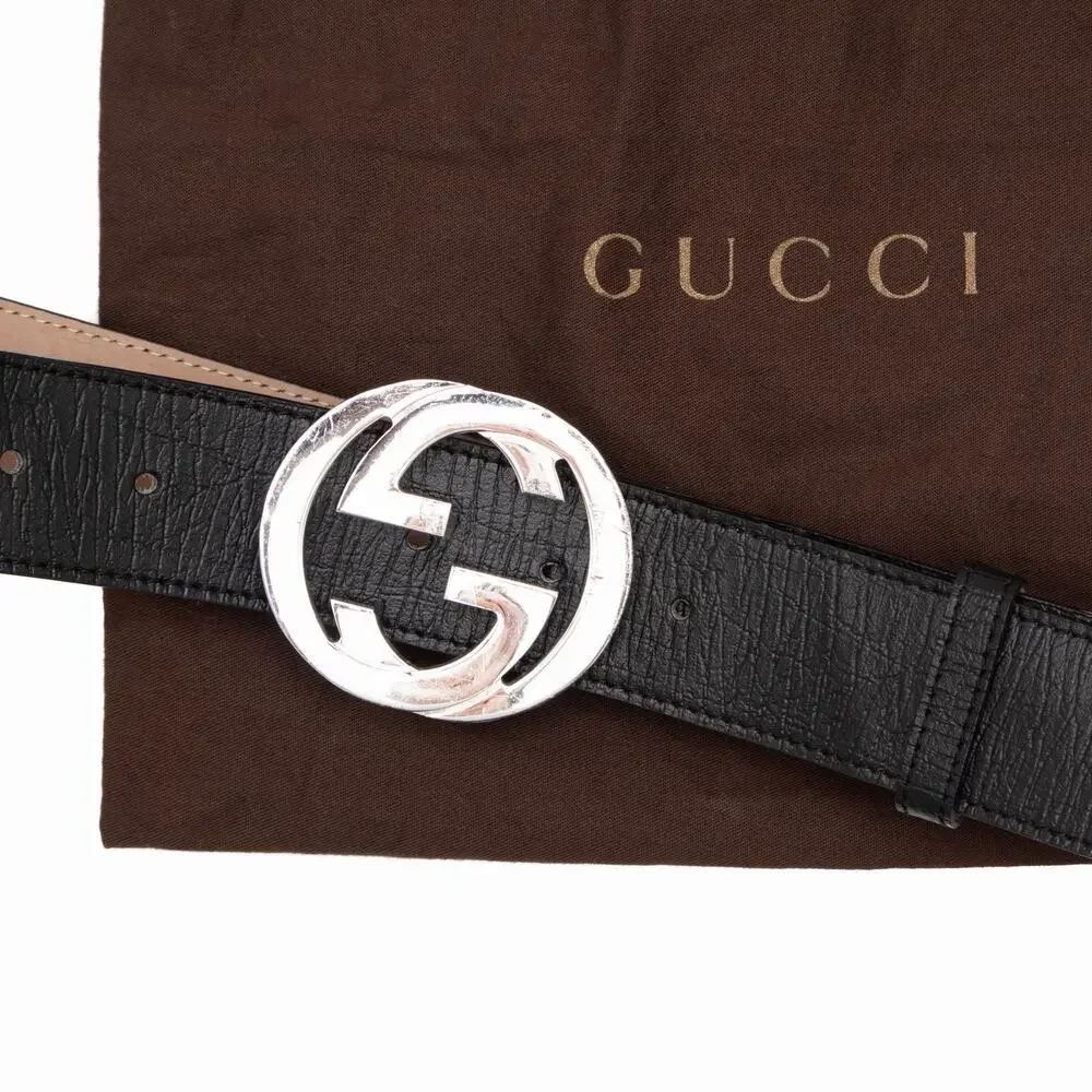550$ Gucci 114984 Web Green Red Leather Interlocking G Buckle Belt 105/42